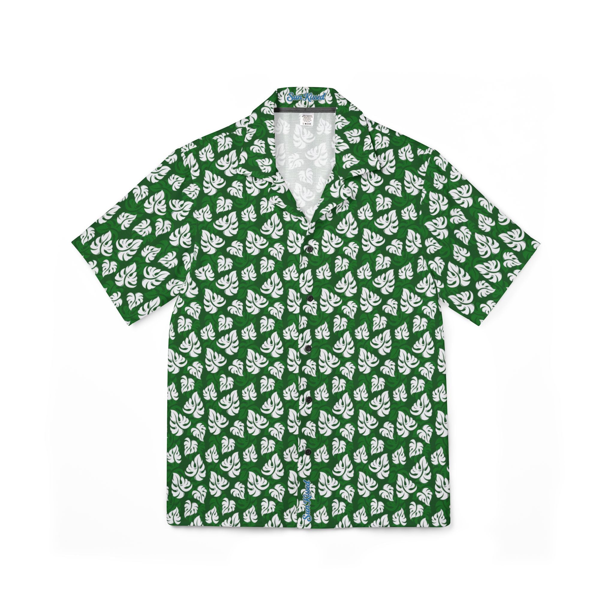 Monstera on Green Hawaiian Shirt