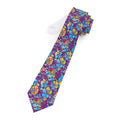 Yellow and Blue Abstract Hibiscus Mens Necktie