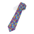 Yellow and Blue Abstract Hibiscus Mens Necktie