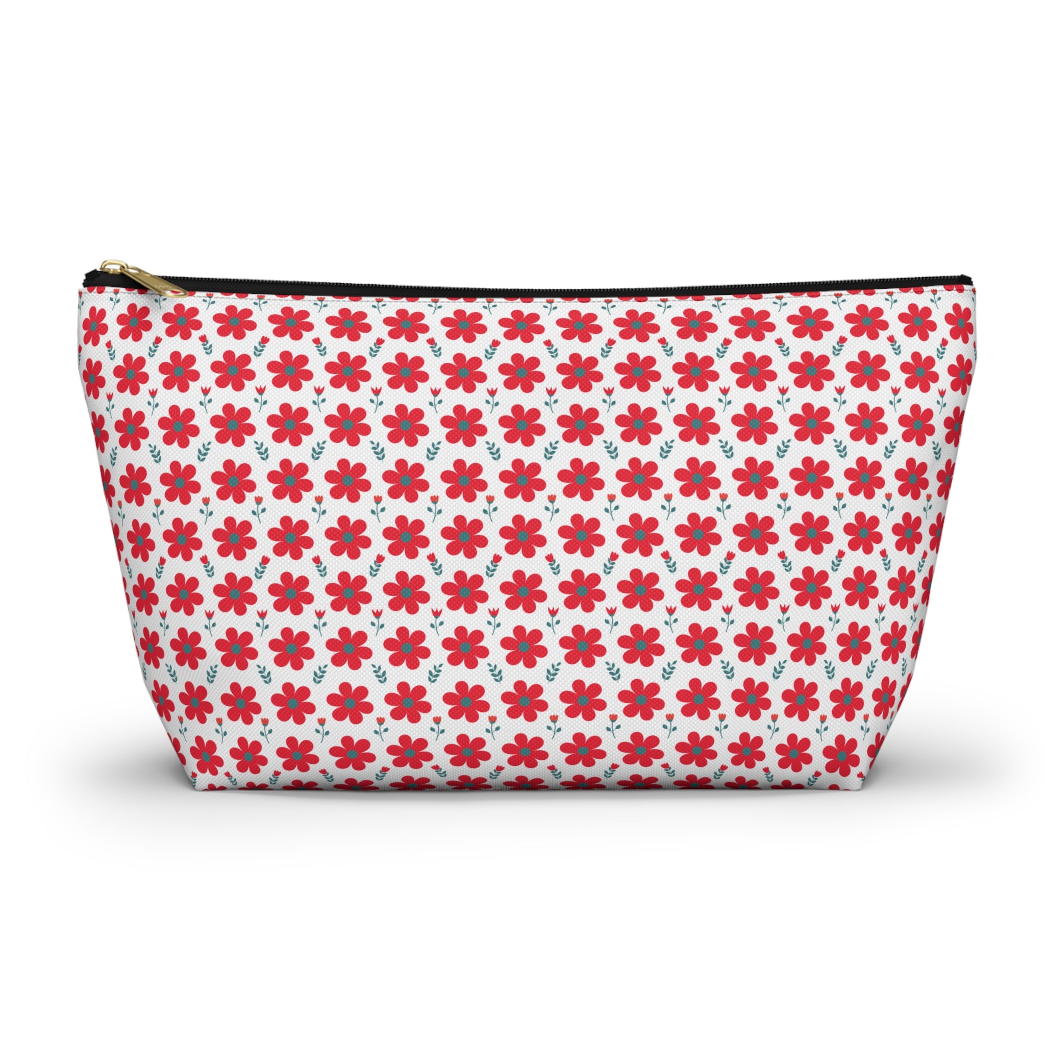 Red Daisy Floral Cosmetic Bag