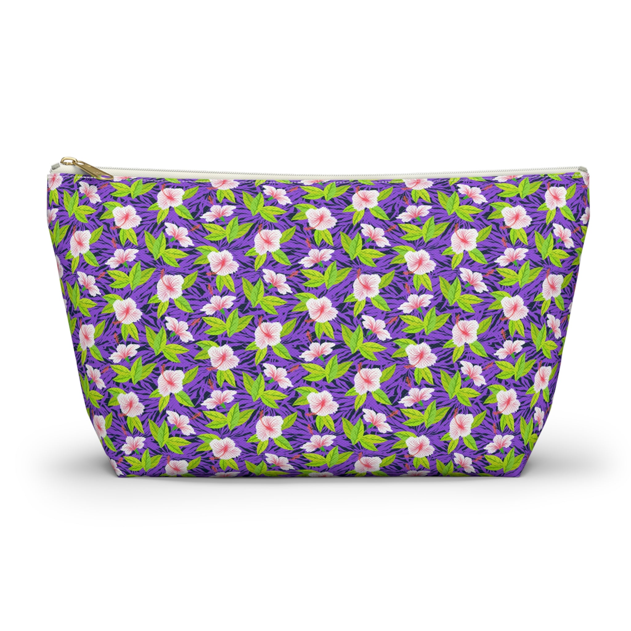 Purple Leaf Hibiscus Cosmetic Bag
