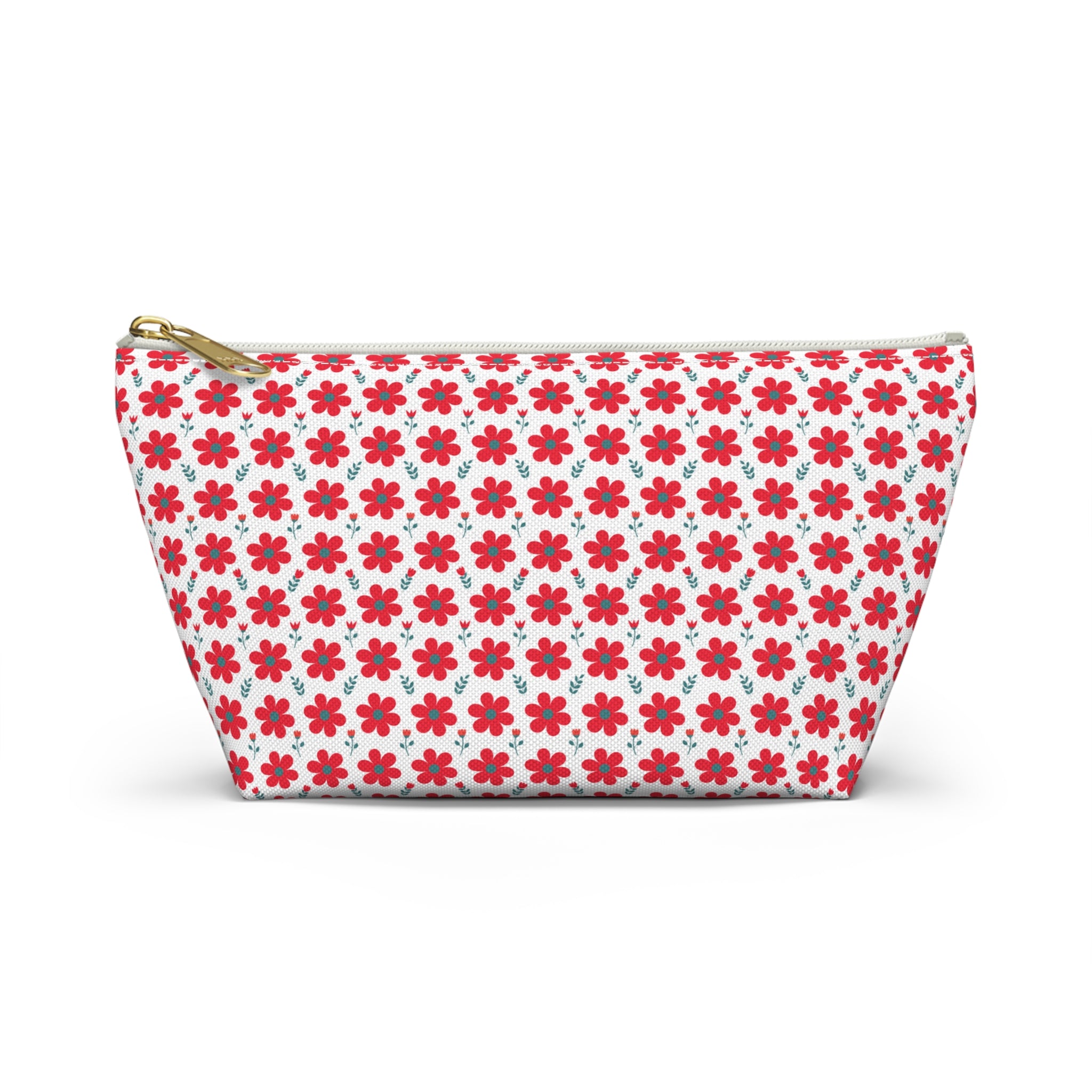 Red Daisy Floral Cosmetic Bag
