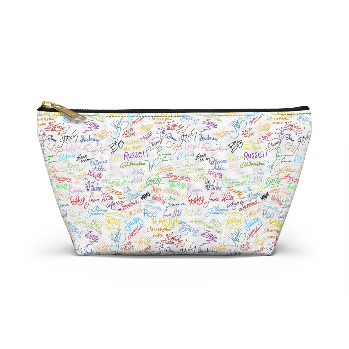Character Autographs on White Cosmetic Bag
