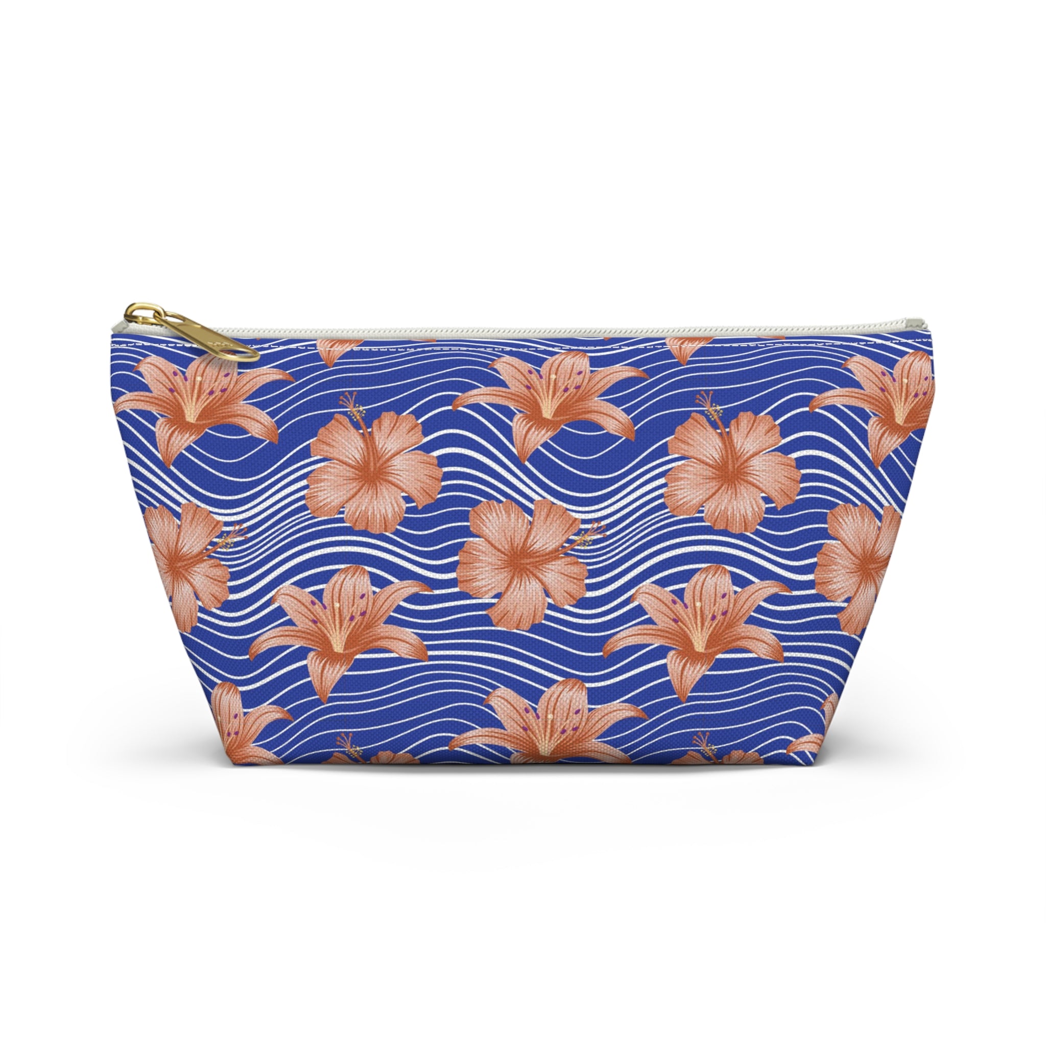 Orange Hibiscus Waves Cosmetic Bag