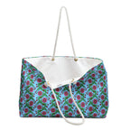 Glossy Pink Floral Lattice Weekender Bag