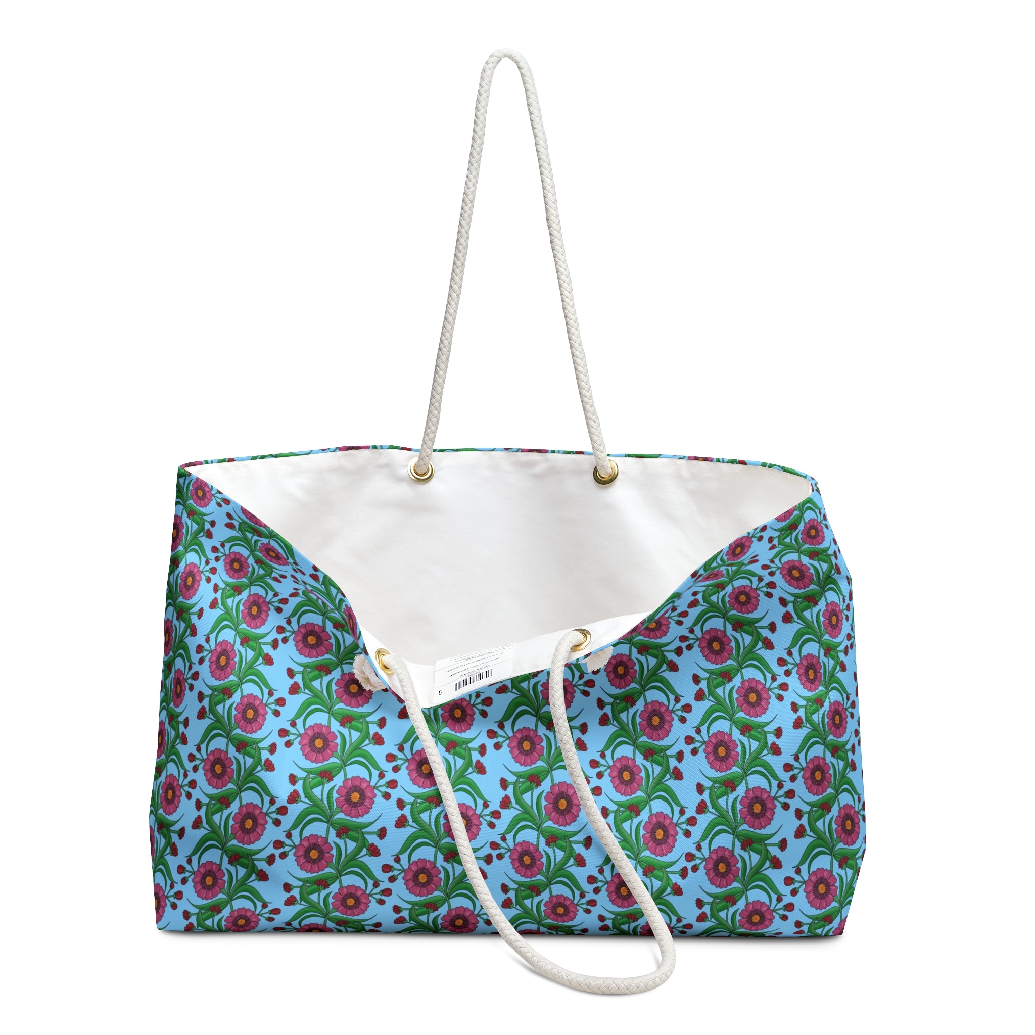 Glossy Pink Floral Lattice Weekender Bag