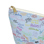Character Autographs on Blue Cosmetic Bag