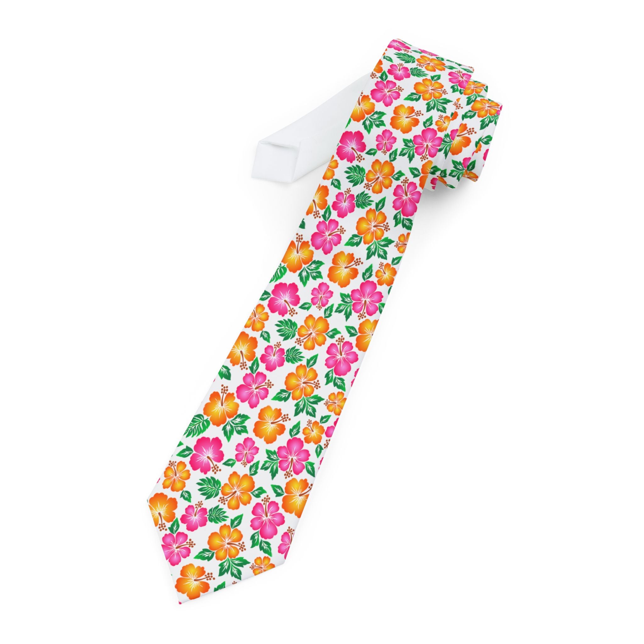 Tropical Gardens on White Mens Necktie