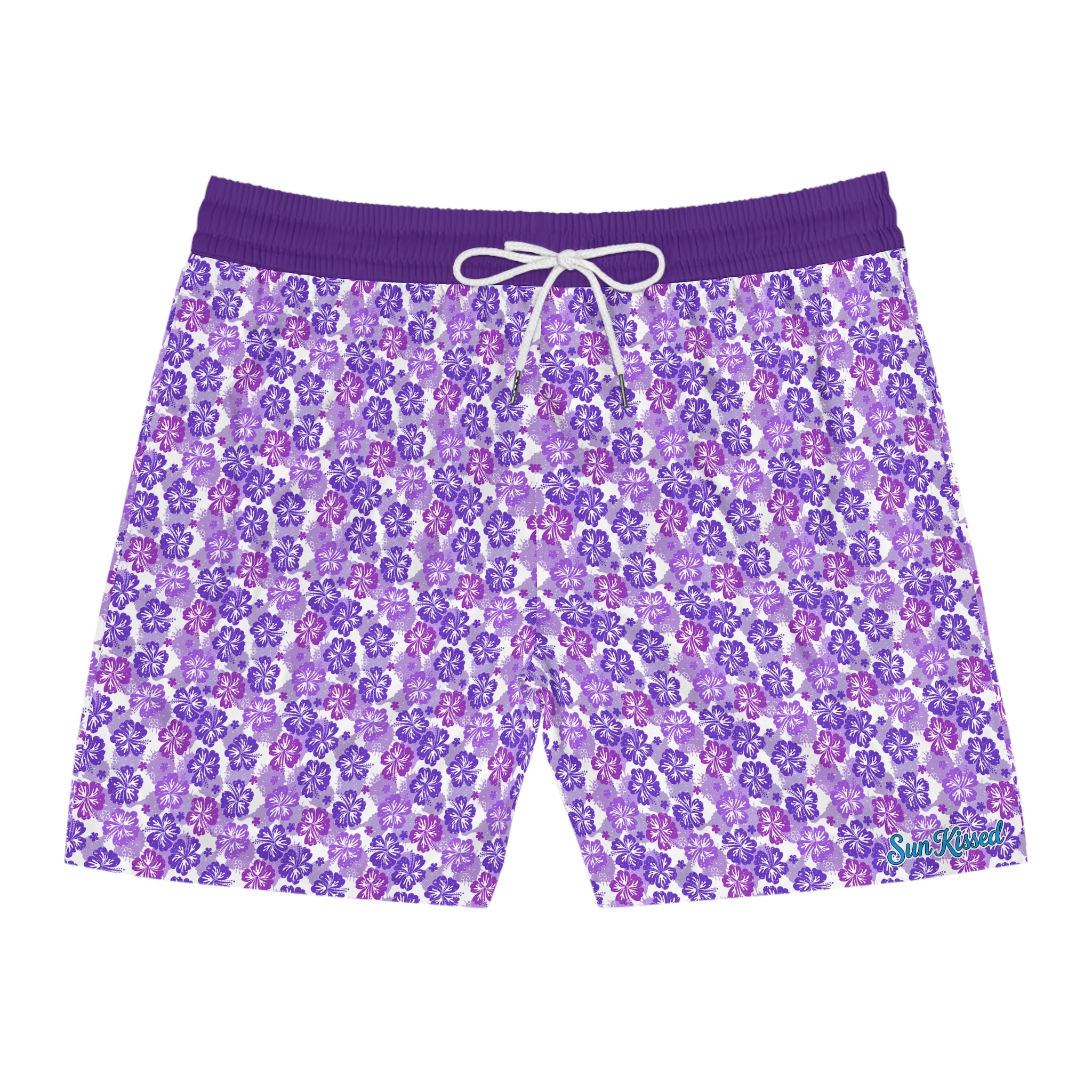 Shades of Purple Hibiscus Flower Swim Trunks