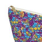 Yellow and Blue Abstract Hibiscus Cosmetic Bag