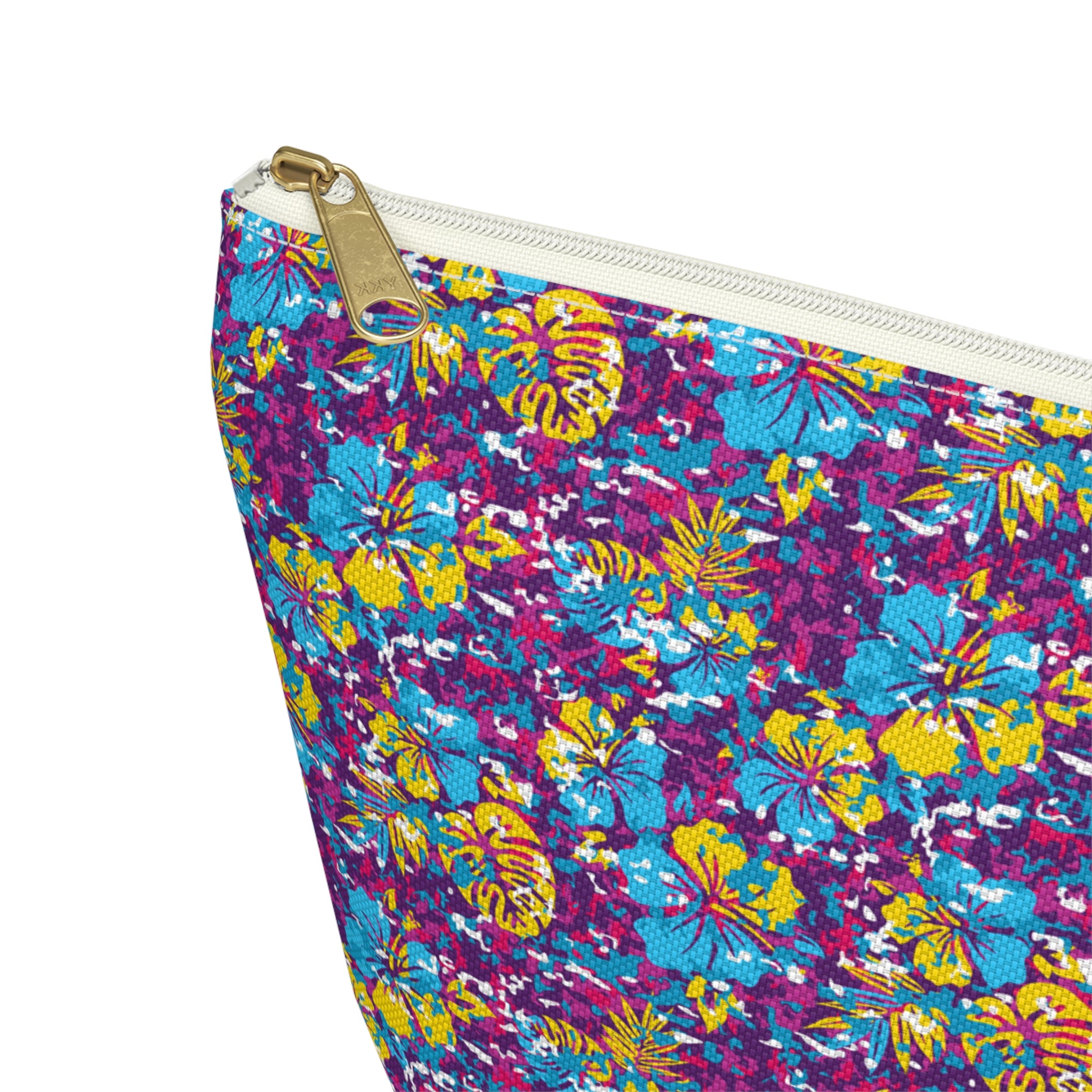 Yellow and Blue Abstract Hibiscus Cosmetic Bag