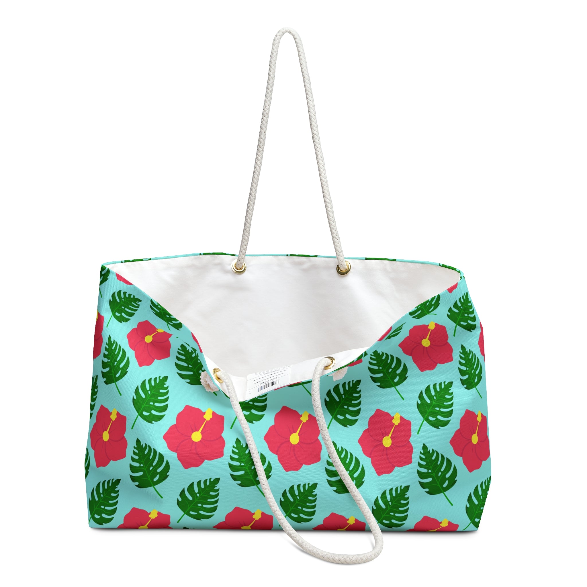 Monstera Leaf Hibiscus Weekender Bag