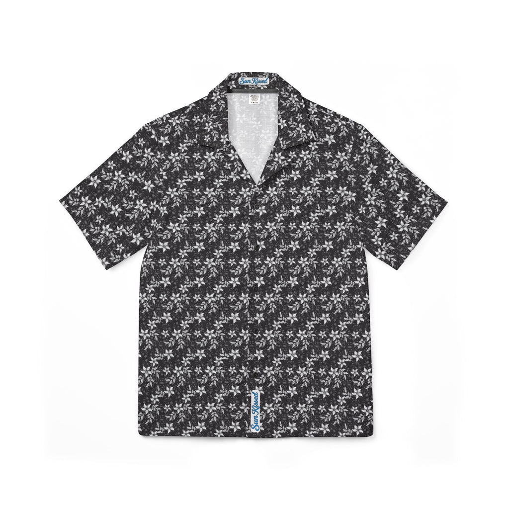 Black Landscape Floral Hawaiian Shirt