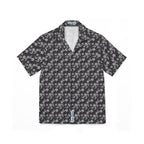 Black Landscape Floral Hawaiian Shirt