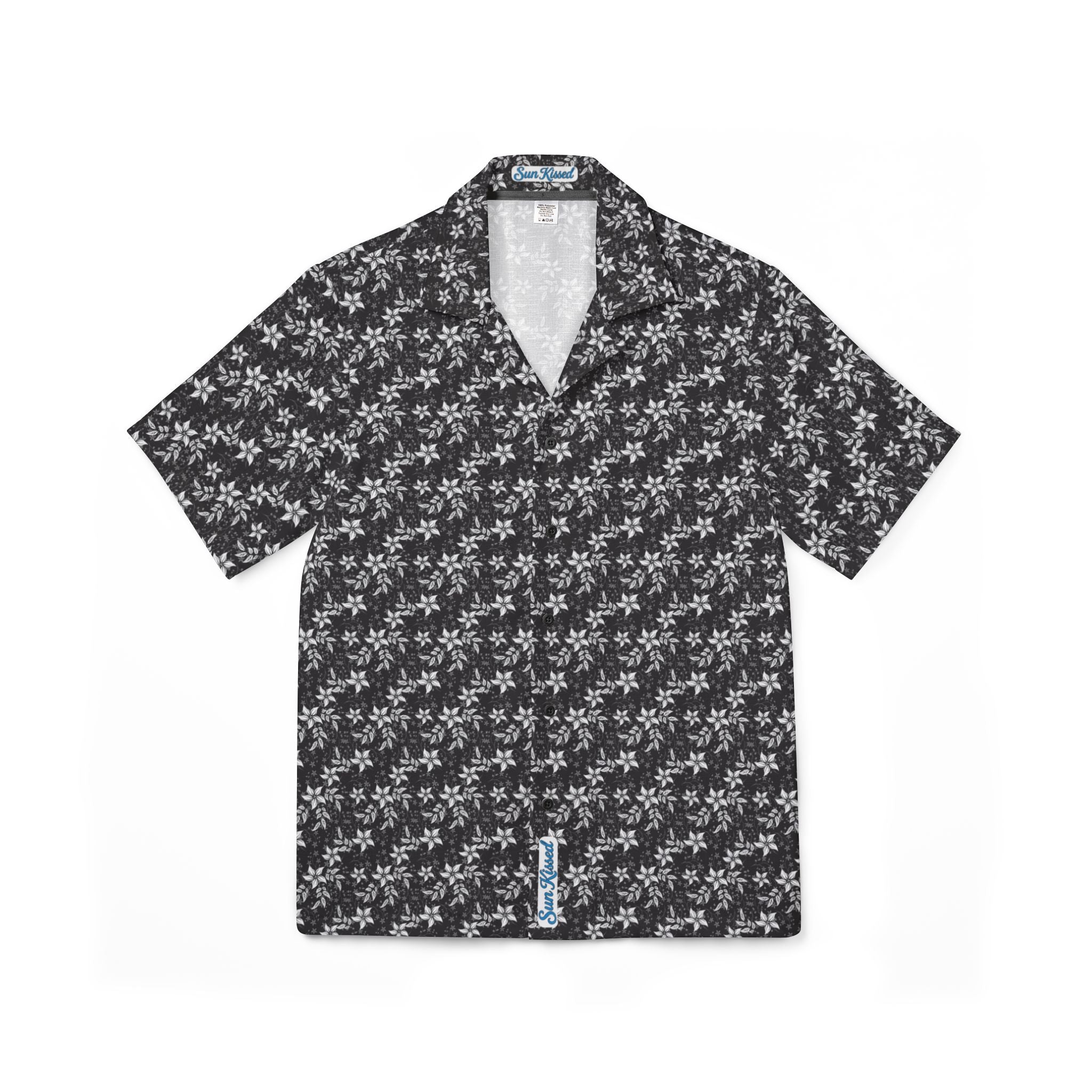 Black Landscape Floral Hawaiian Shirt