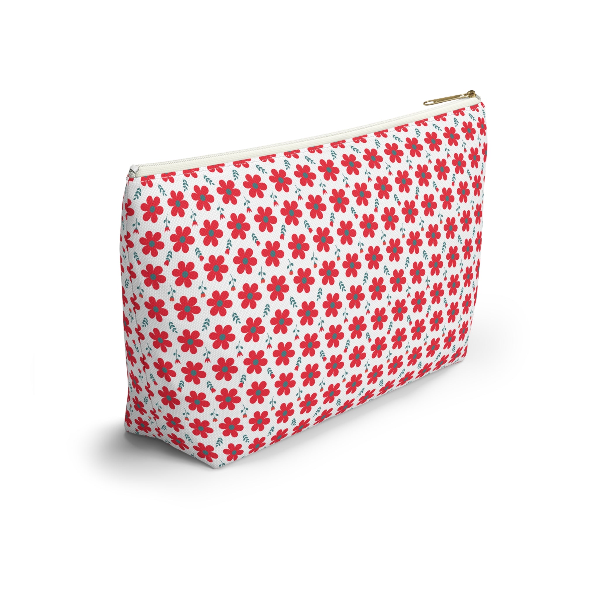Red Daisy Floral Cosmetic Bag