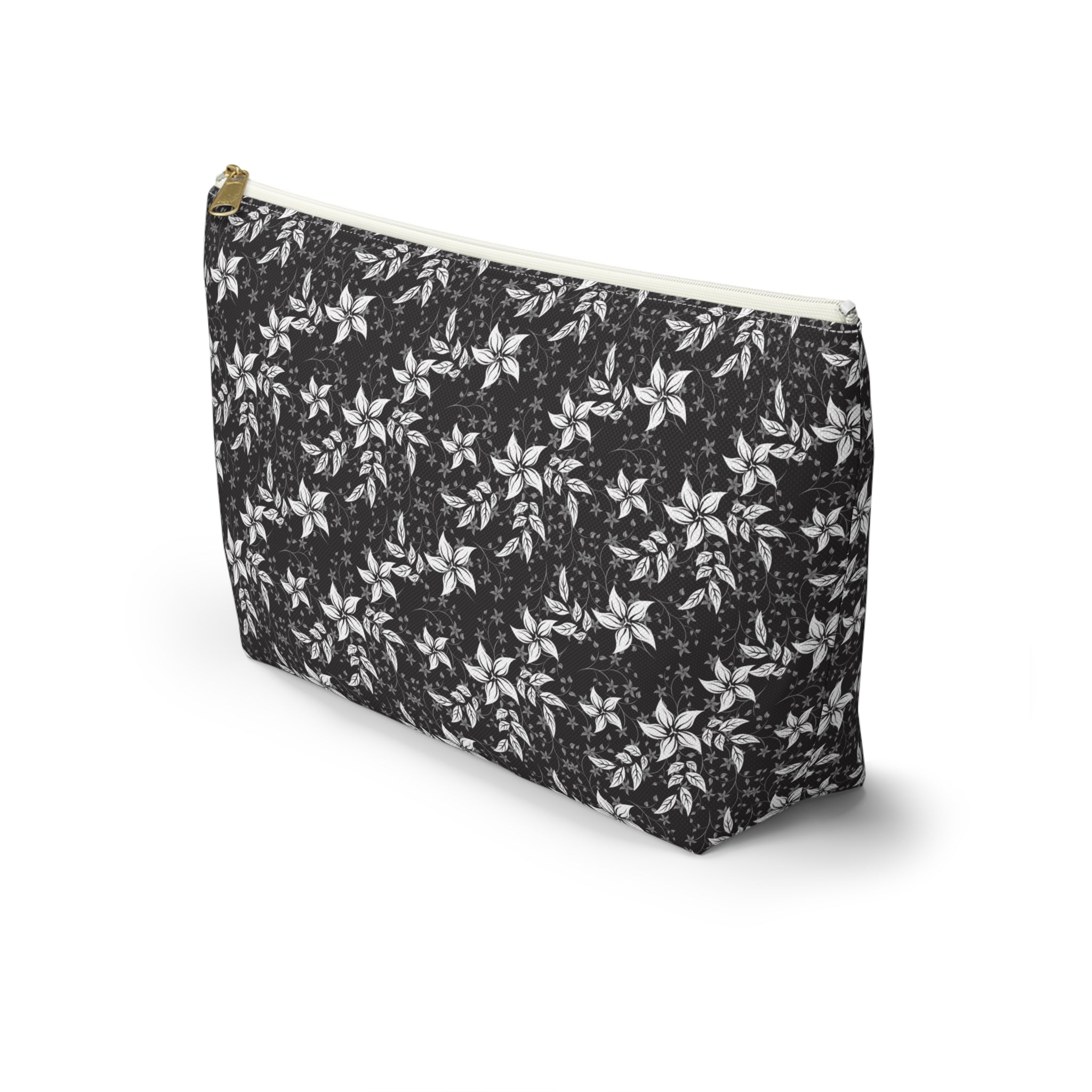 Black Landscape Floral Cosmetic Bag