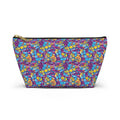 Yellow and Blue Abstract Hibiscus Cosmetic Bag