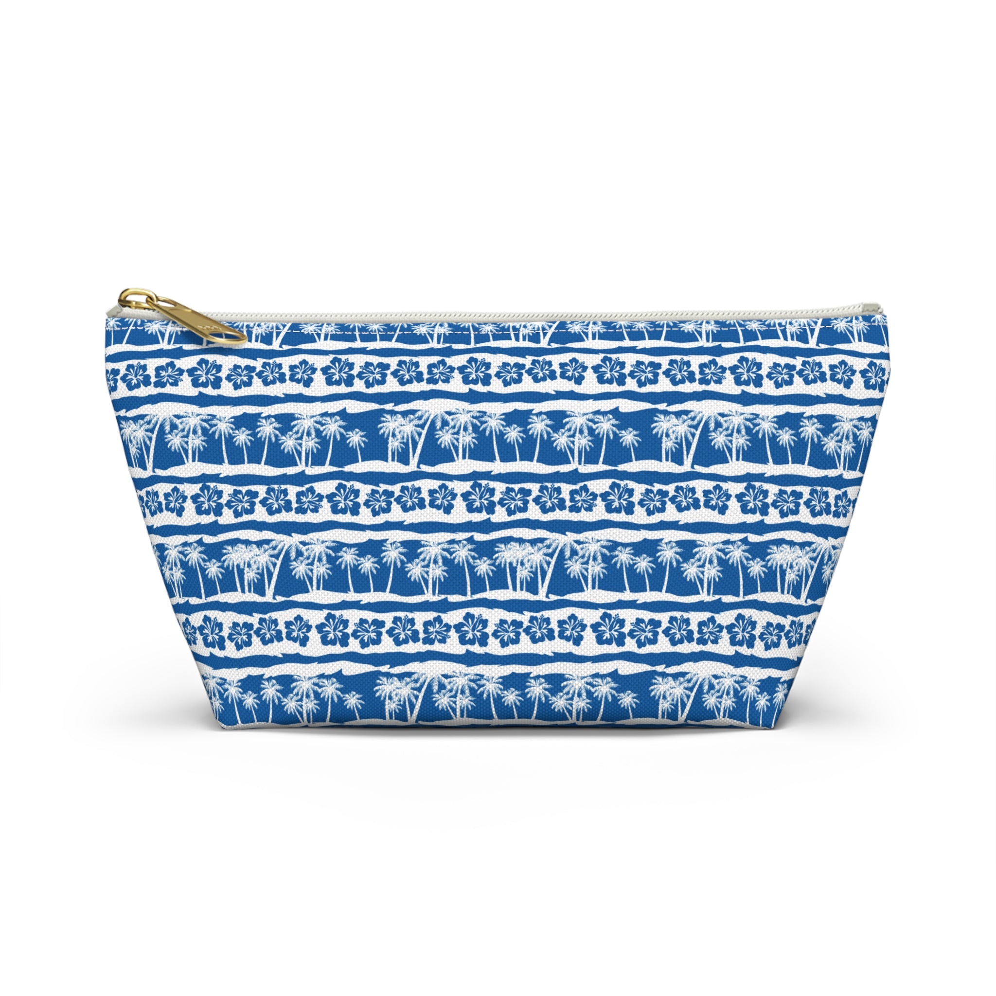 Blue Palm Stripes Cosmetic Bag
