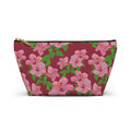 Pink Hibiscus on Red Cosmetic Bag