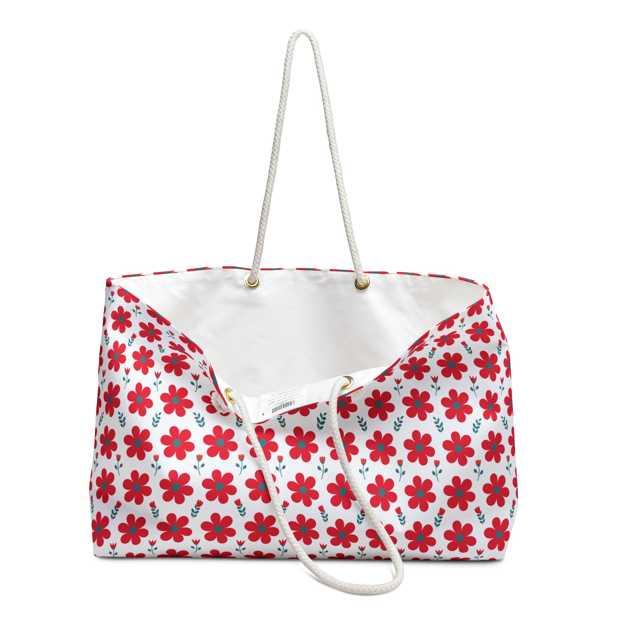 Red Daisy Floral Weekender Bag