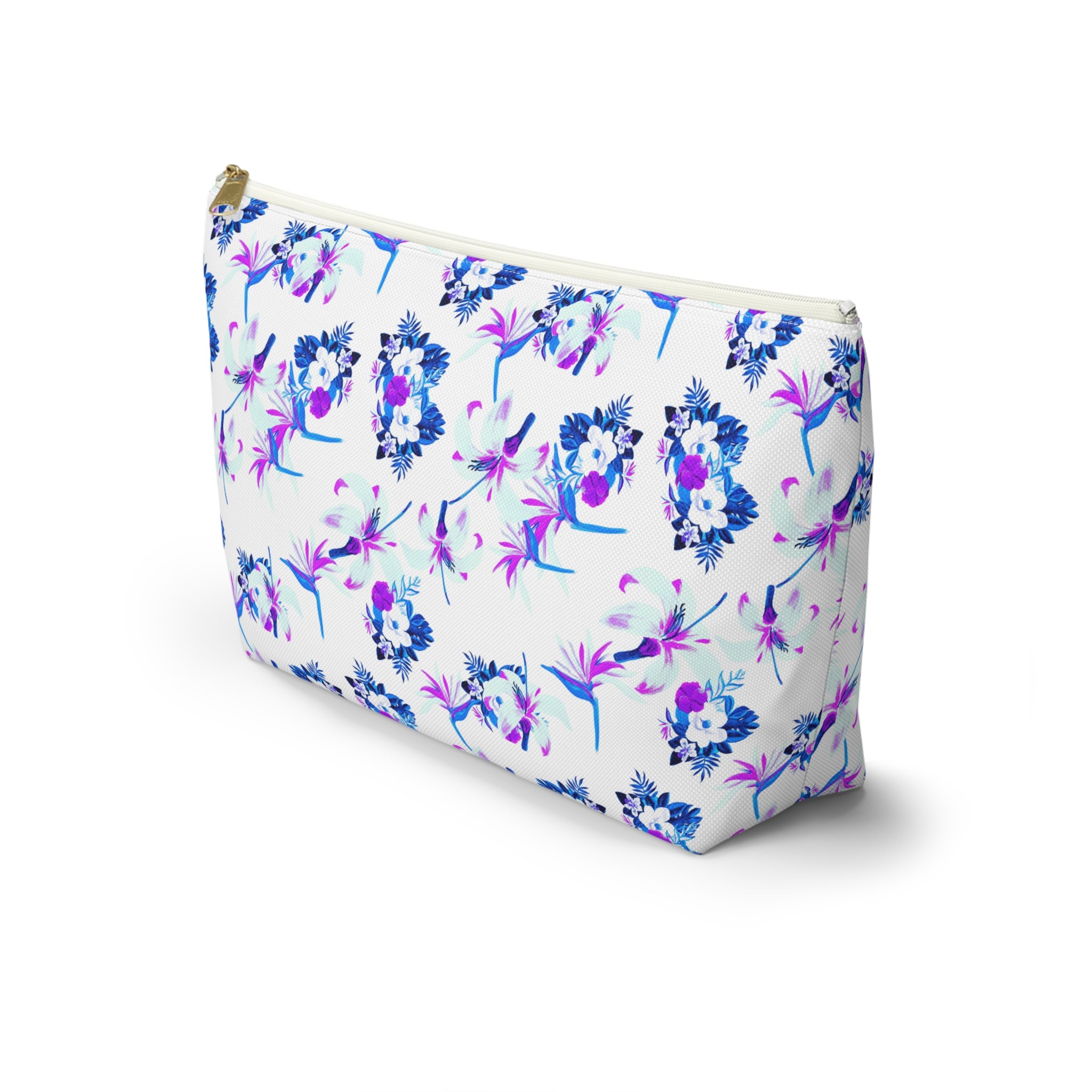 Purple Watercolor Petals Cosmetic Bag