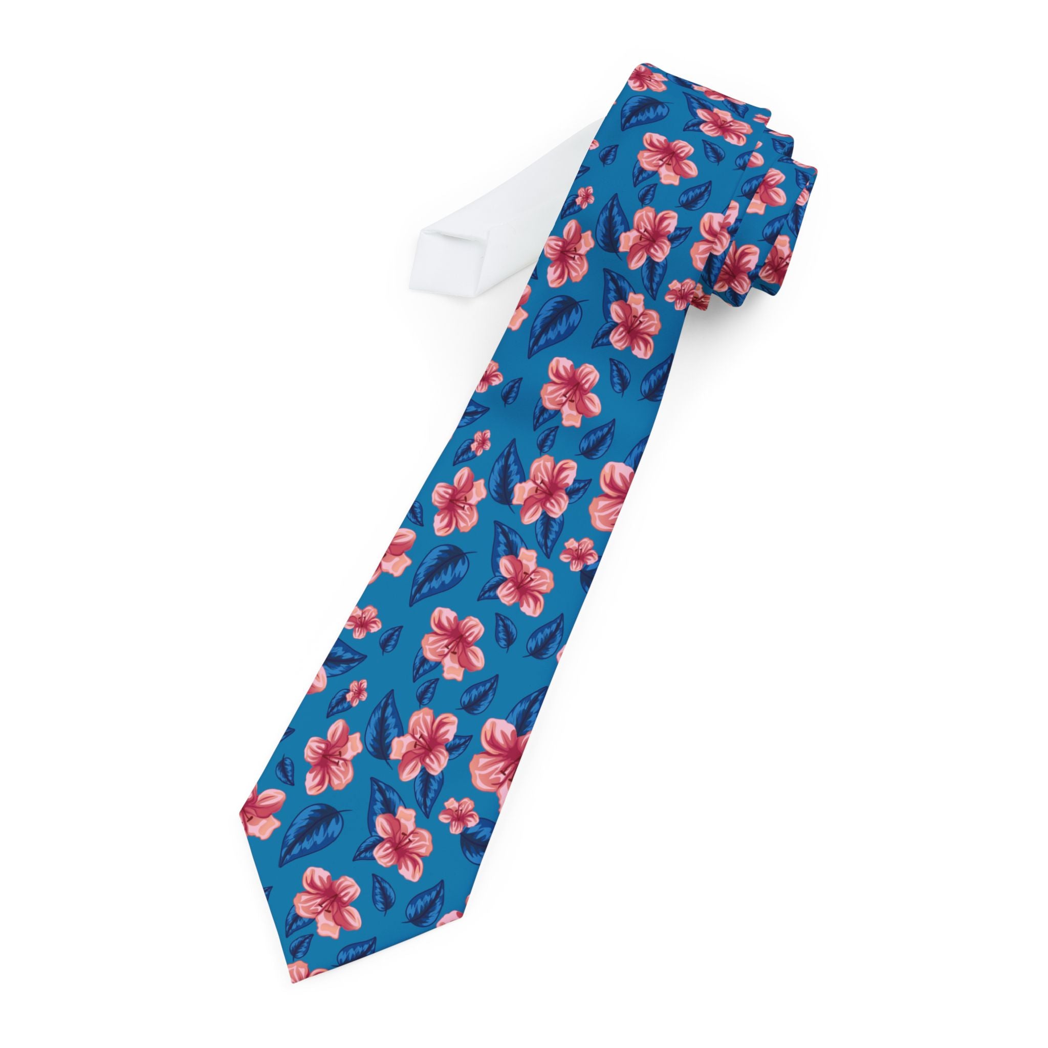 Pink Watercolor Blooms Mens Necktie