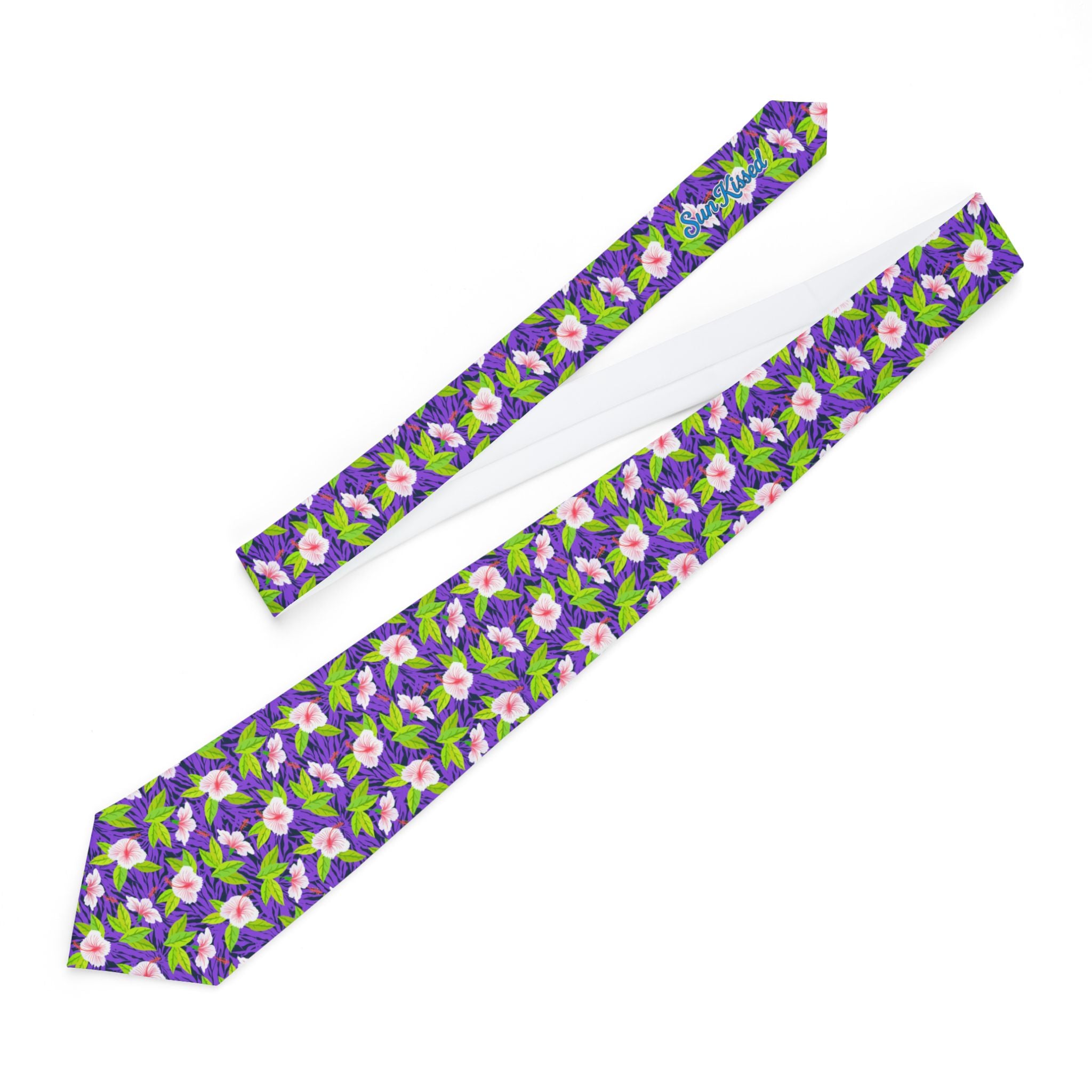 Purple Leaf Hibiscus Leaf Mens Necktie
