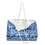 Blue Palm Stripes Weekender Bag