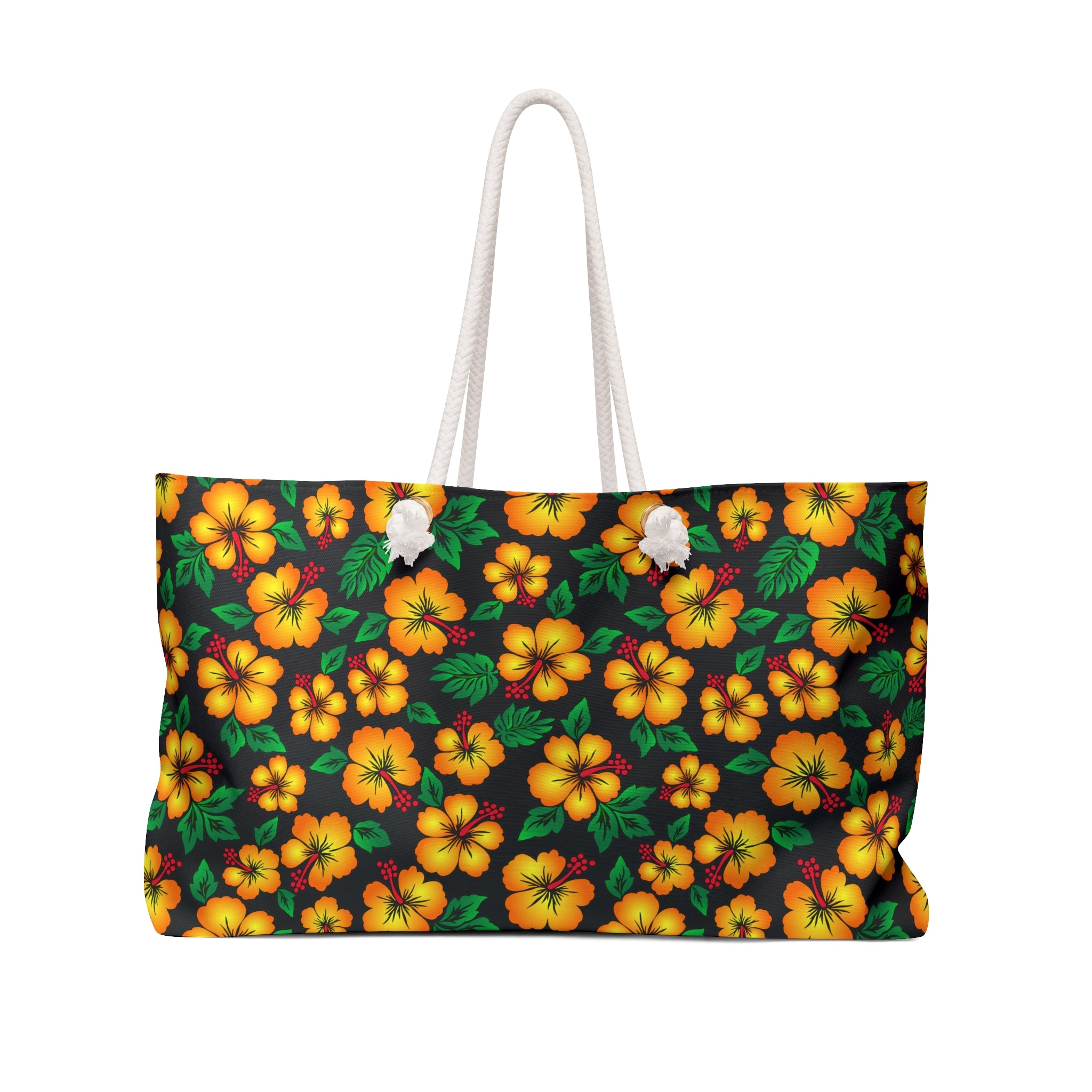 Tropical Gardens on Black Weekender Bag