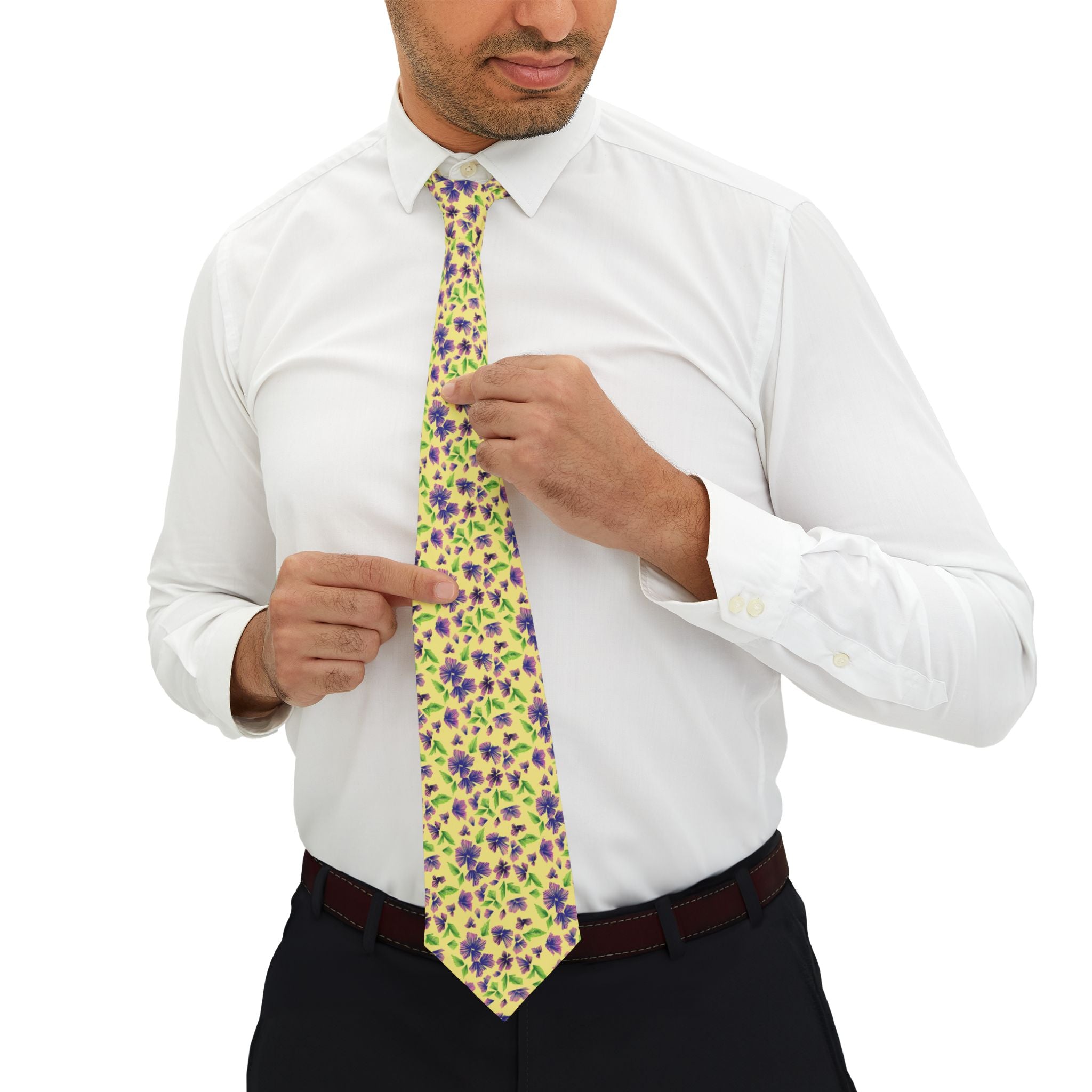 Fanning Purple Flora Mens Necktie