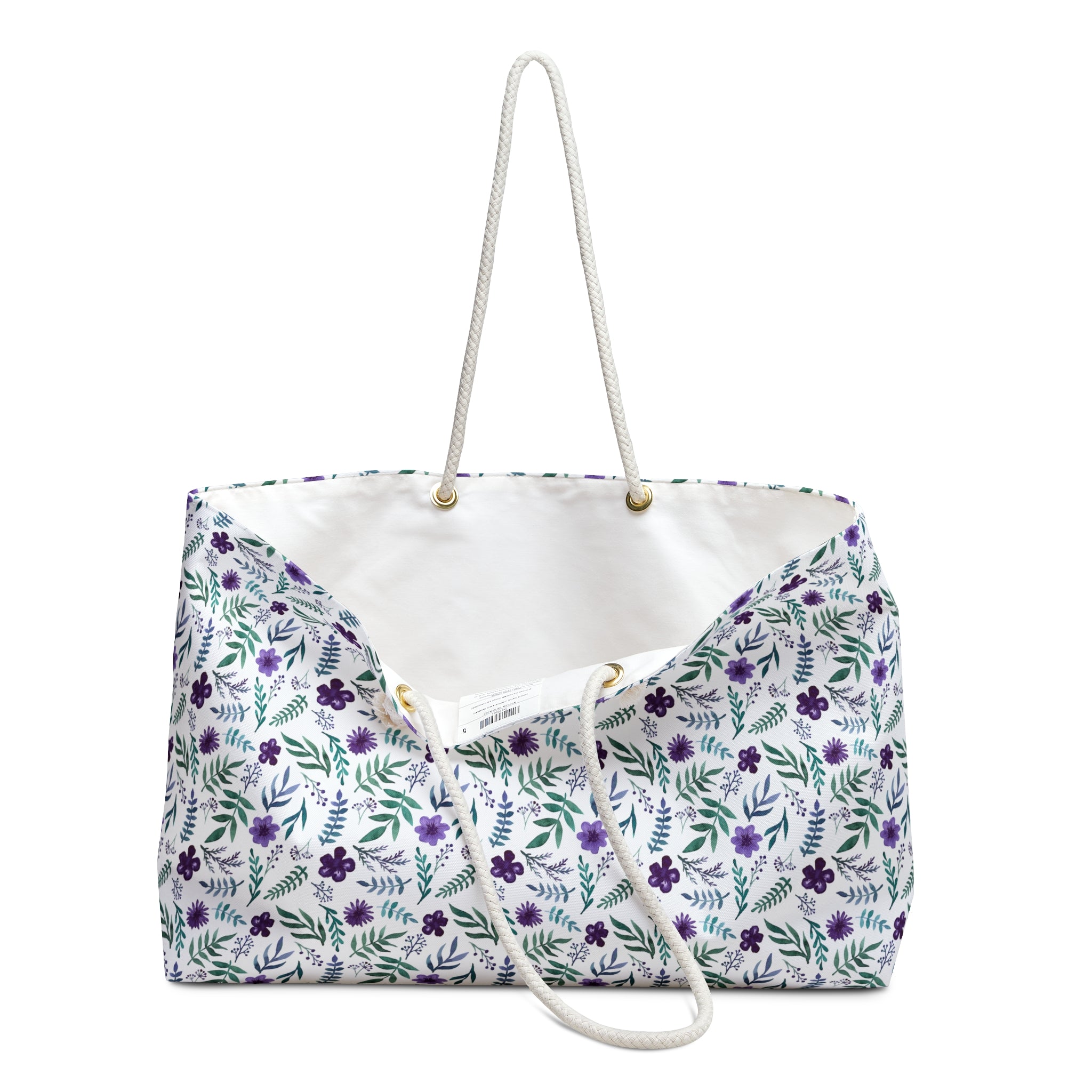Violet Watercolor Floral Weekender Bag