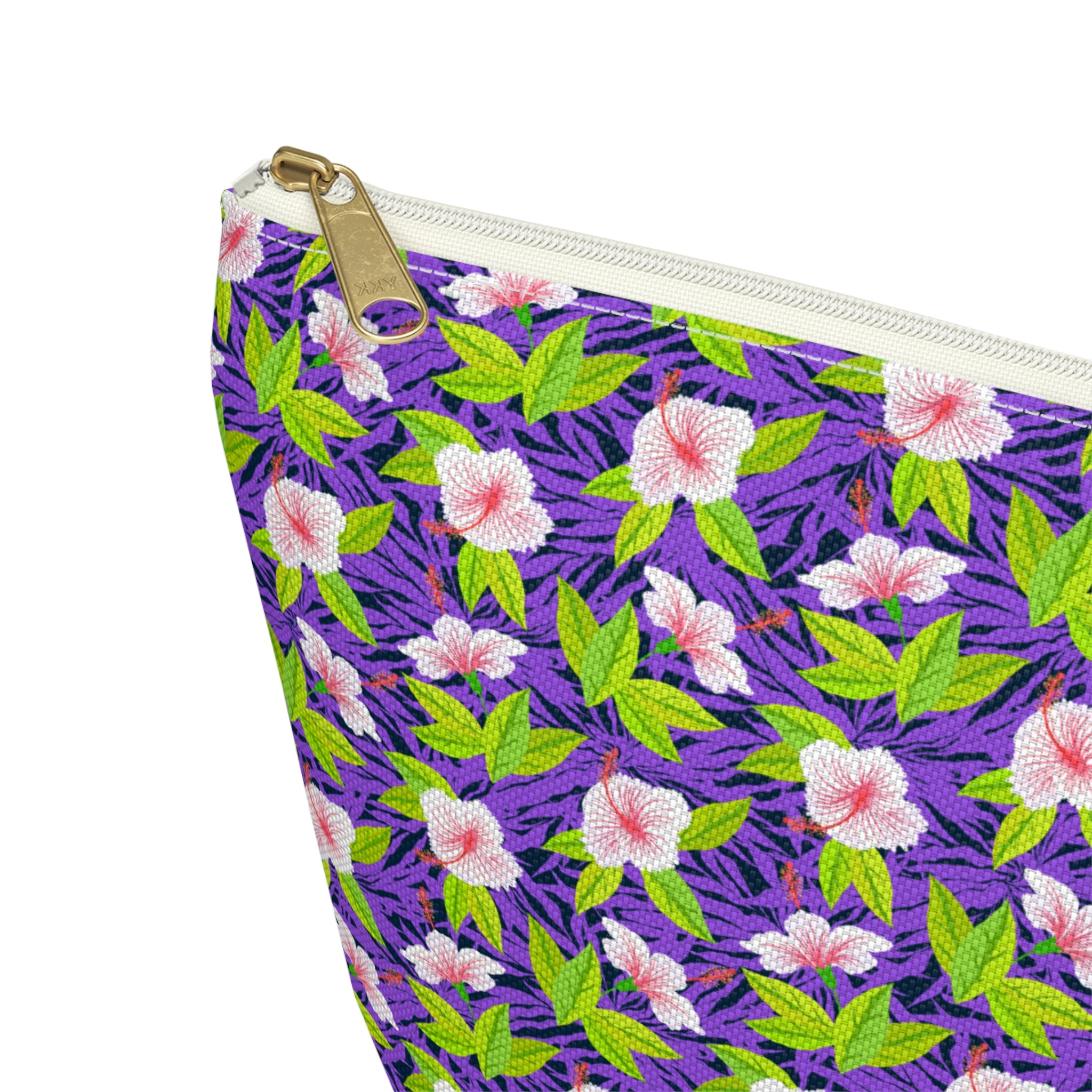 Purple Leaf Hibiscus Cosmetic Bag