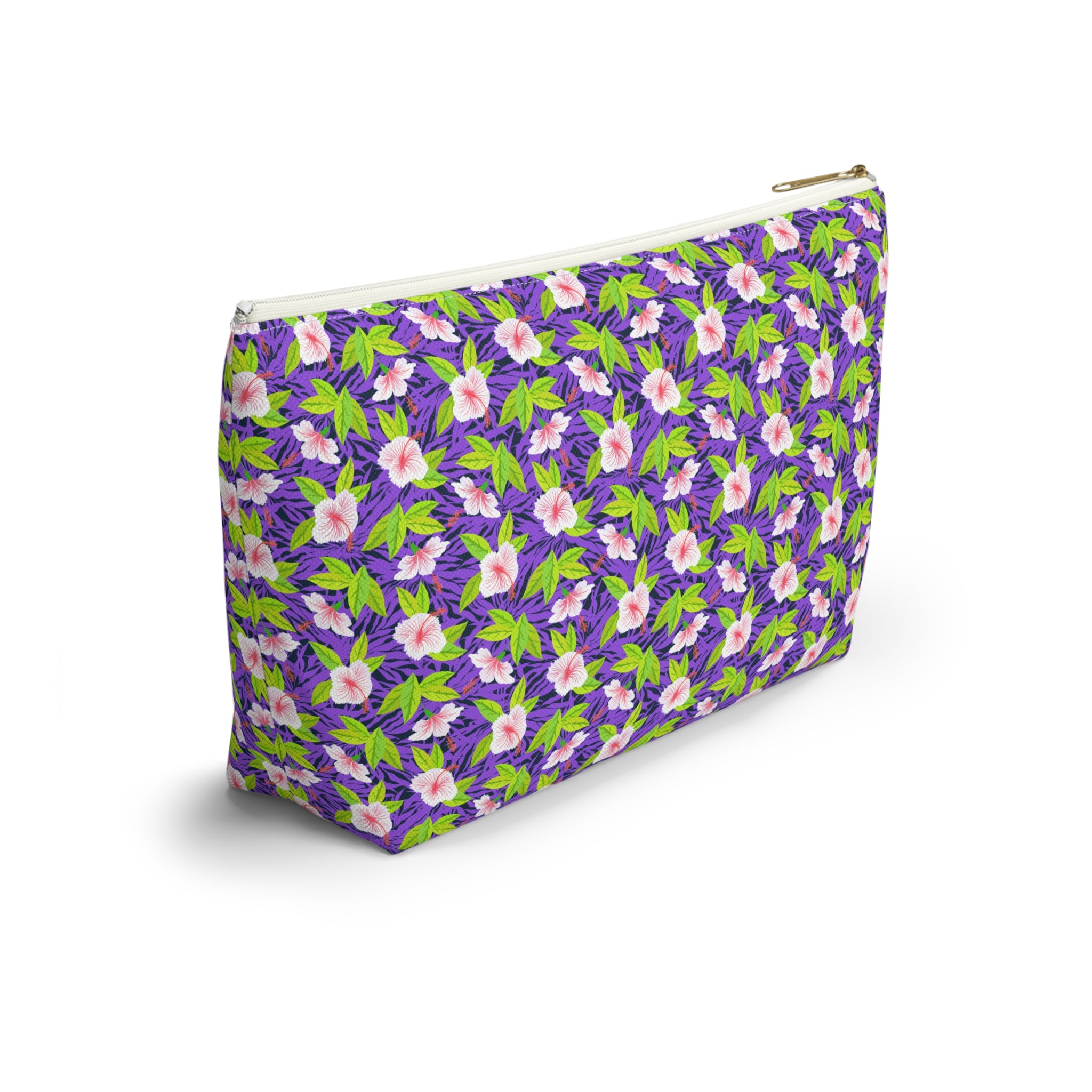 Purple Leaf Hibiscus Cosmetic Bag