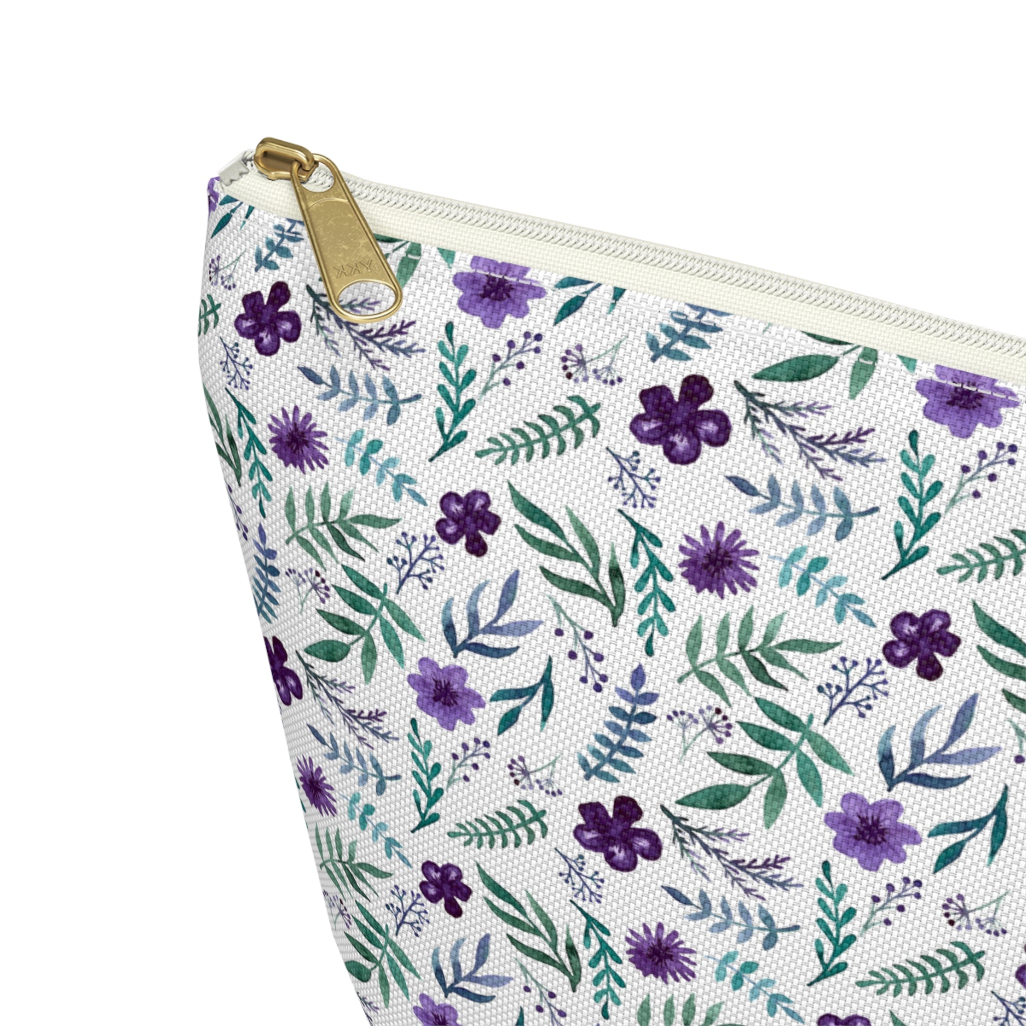 Violet Watercolor Floral Cosmetic Bag