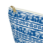 Blue Palm Stripes Cosmetic Bag