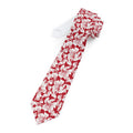 Red and White Hibiscus Floral Mens Necktie