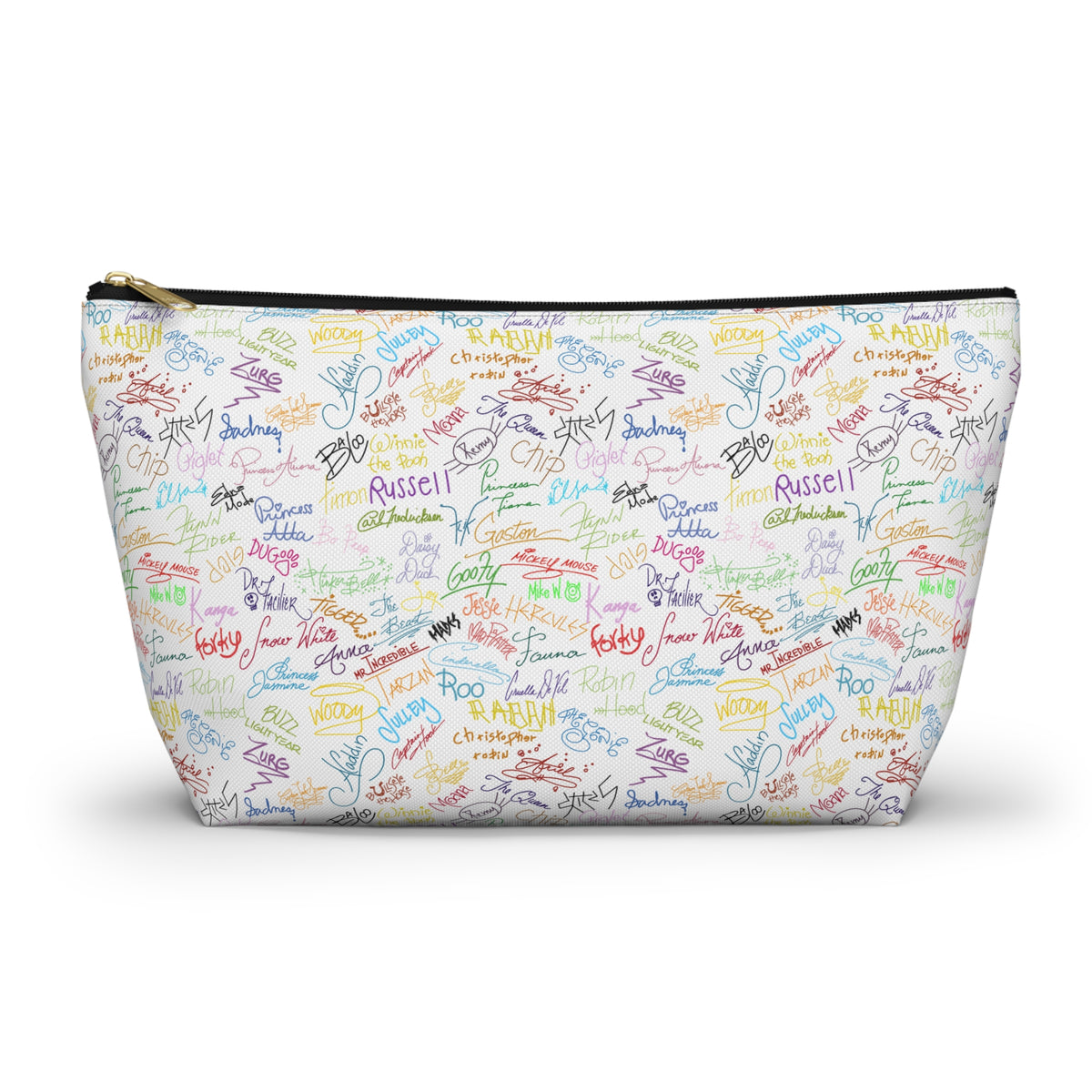 Character Autographs on White Cosmetic Bag
