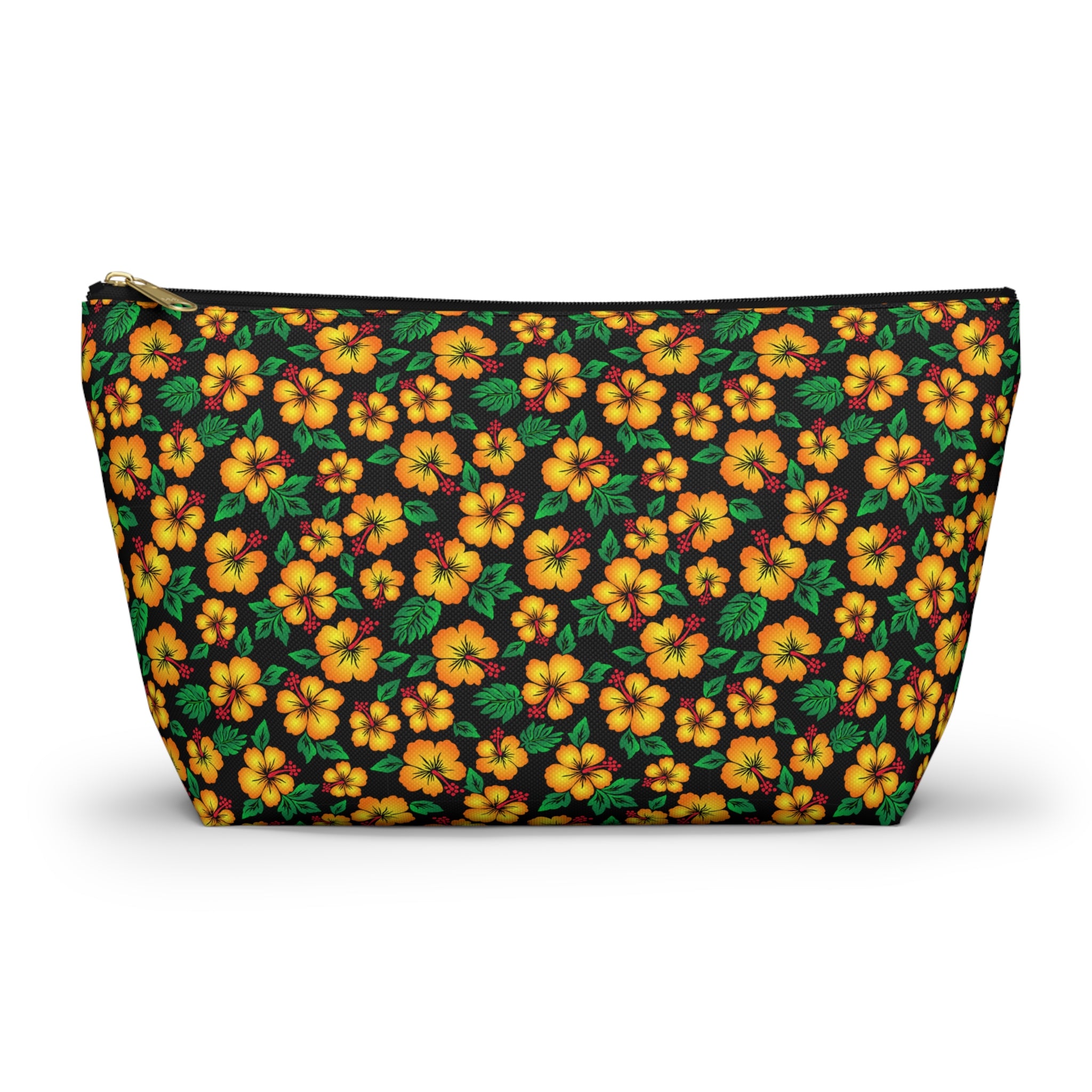Tropical Gardens on Black Cosmetic Bag
