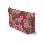 Pink Hibiscus on Red Cosmetic Bag