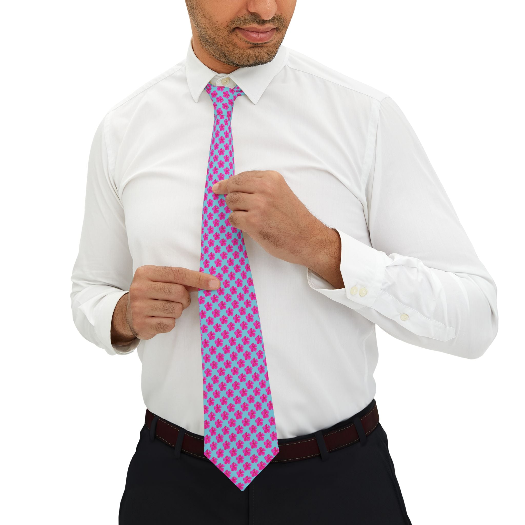 Pink Blooming Sky Mens Necktie
