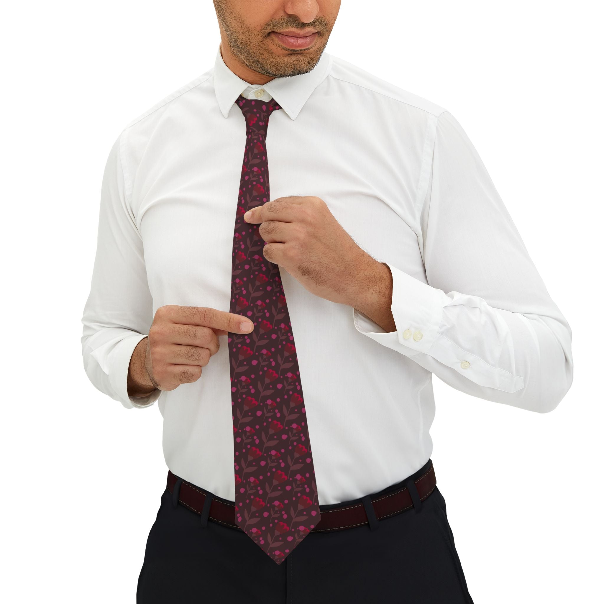Flying Red Roses Mens Necktie
