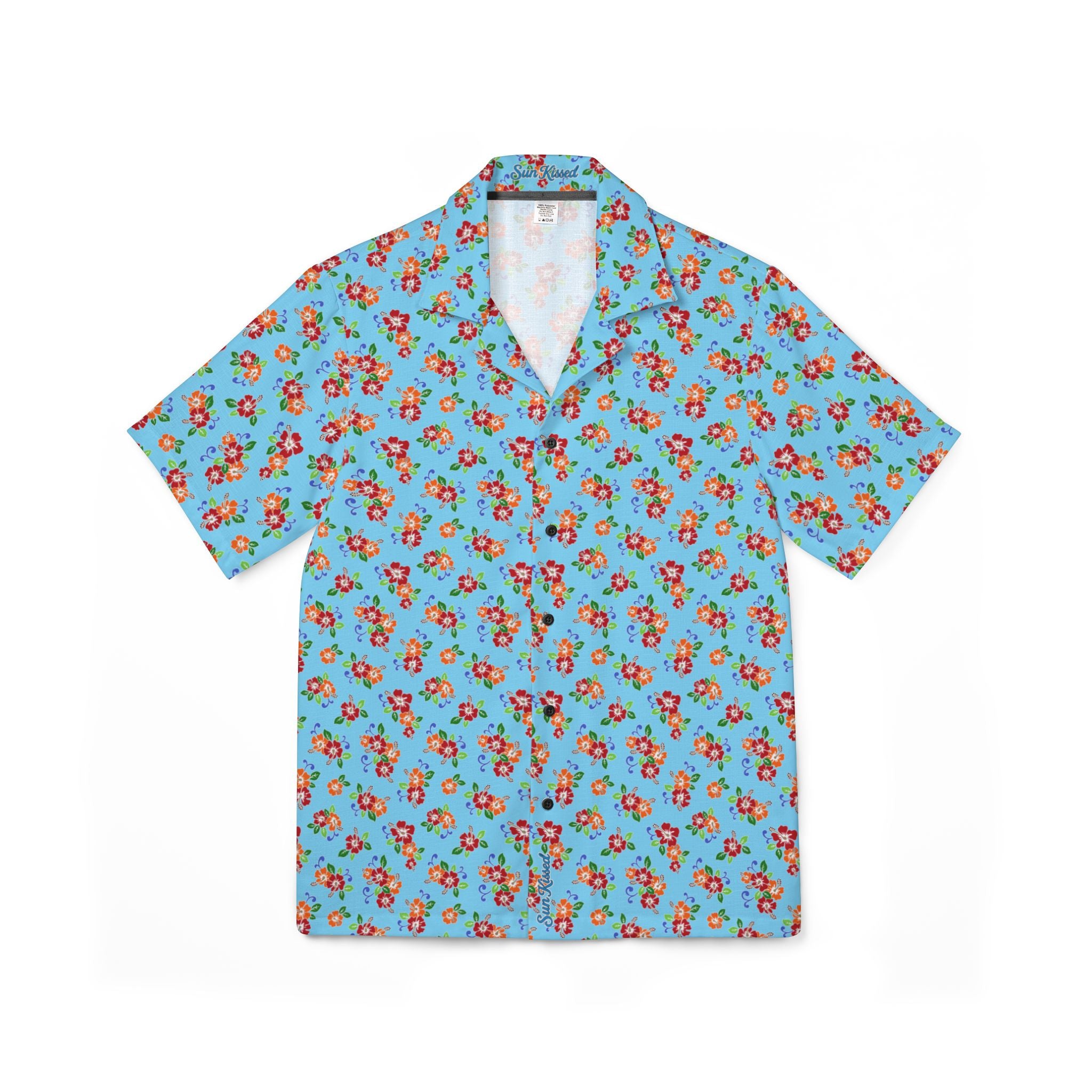 Aqua Flowered Sky Hawaiian Shirt
