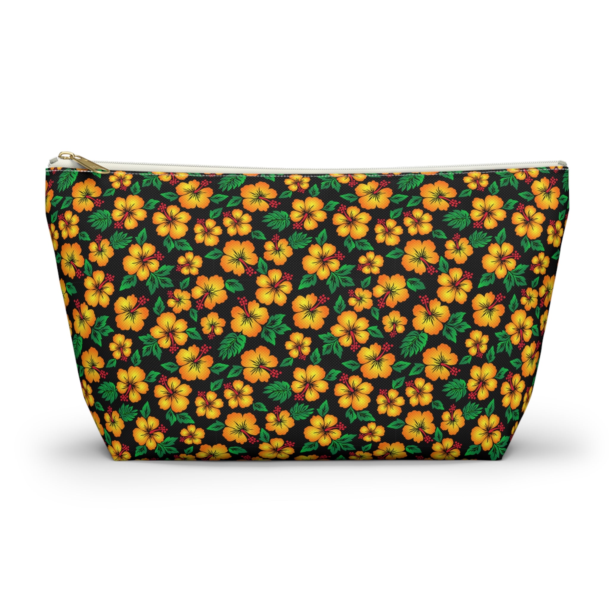Tropical Gardens on Black Cosmetic Bag