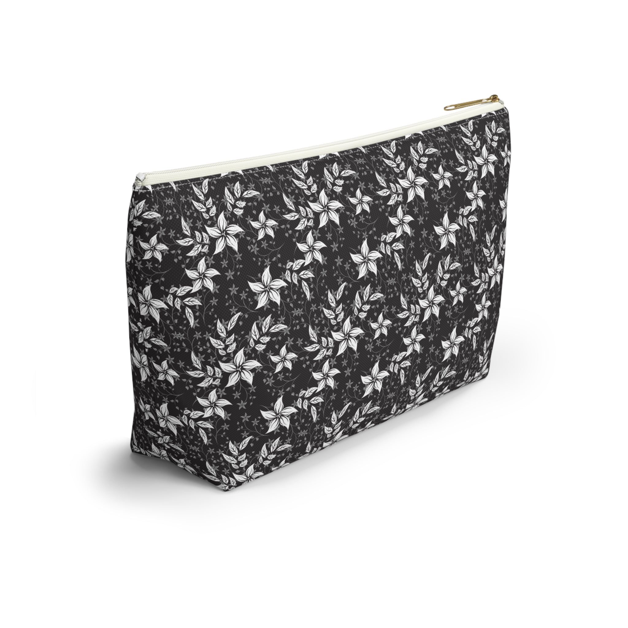 Black Landscape Floral Cosmetic Bag