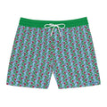 Glossy Pink Floral Lattice Swim Trunks