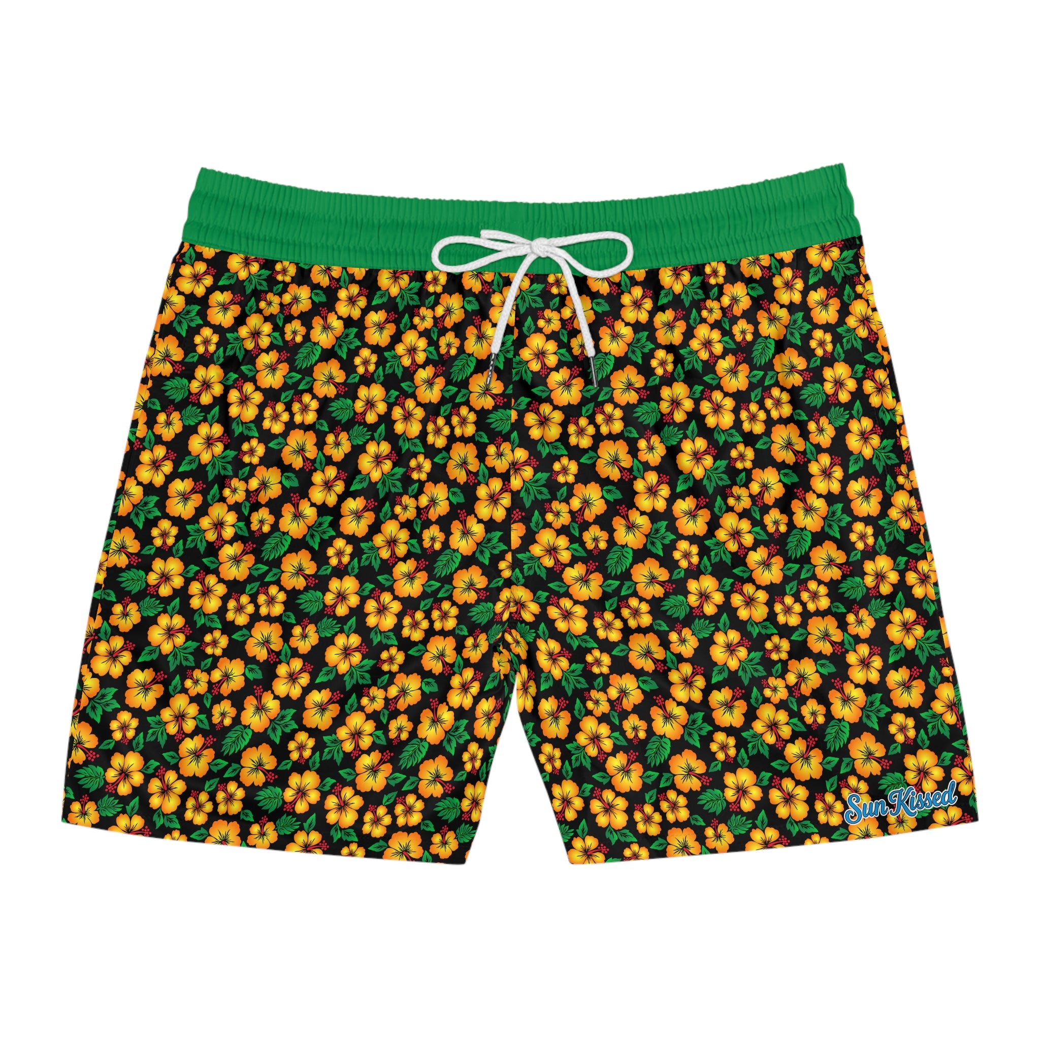 Tropical Gardens on Black Swim Trunks