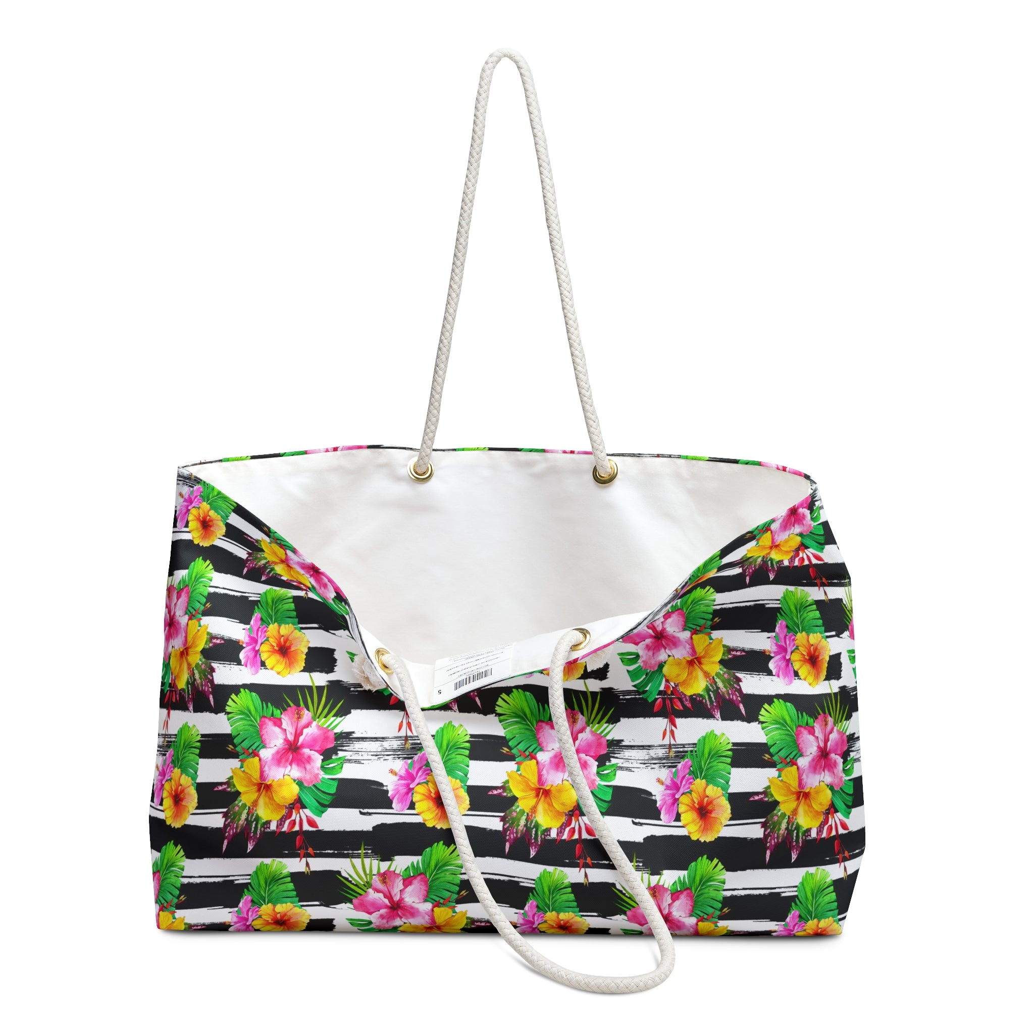 Zebra Hibiscus Floral Weekender Bag