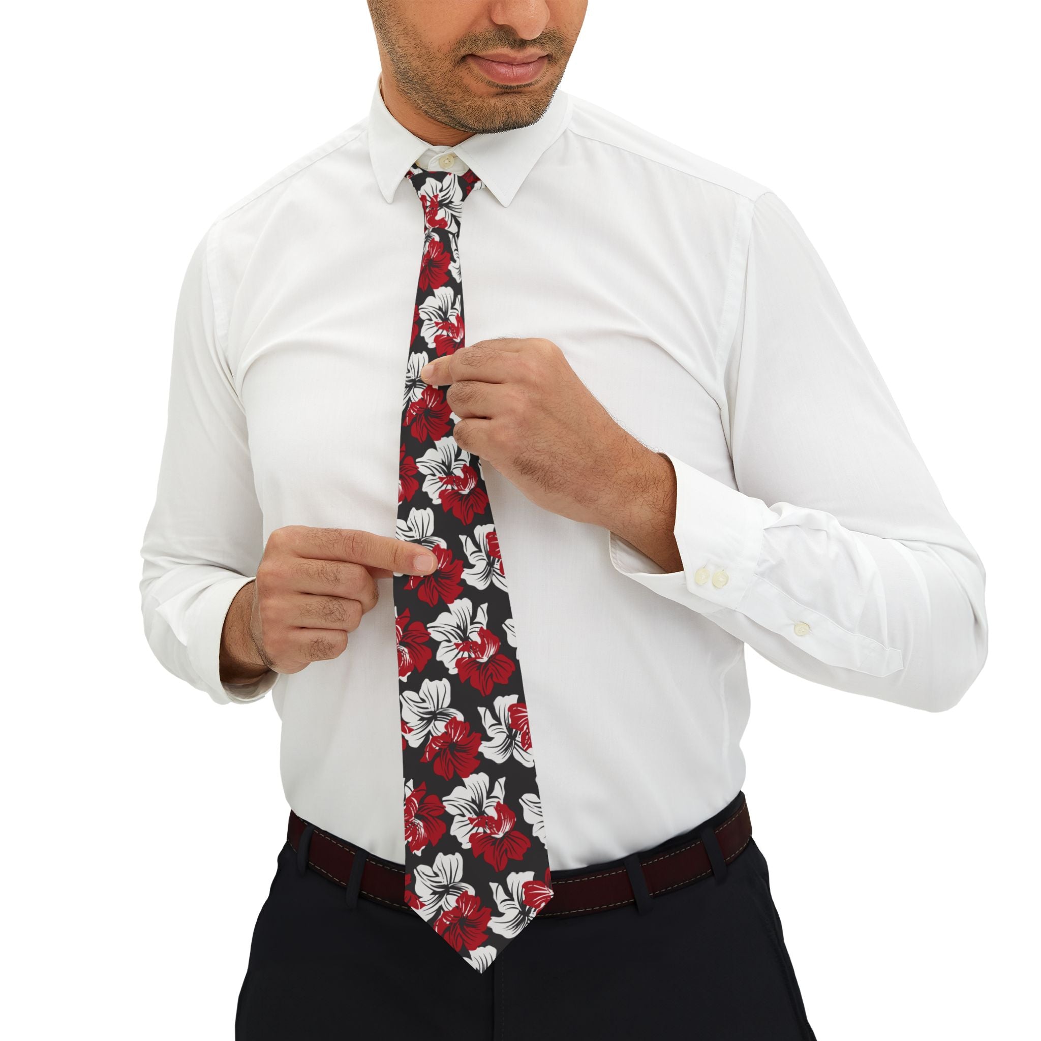 Hibiscus at Night Floral Mens Necktie