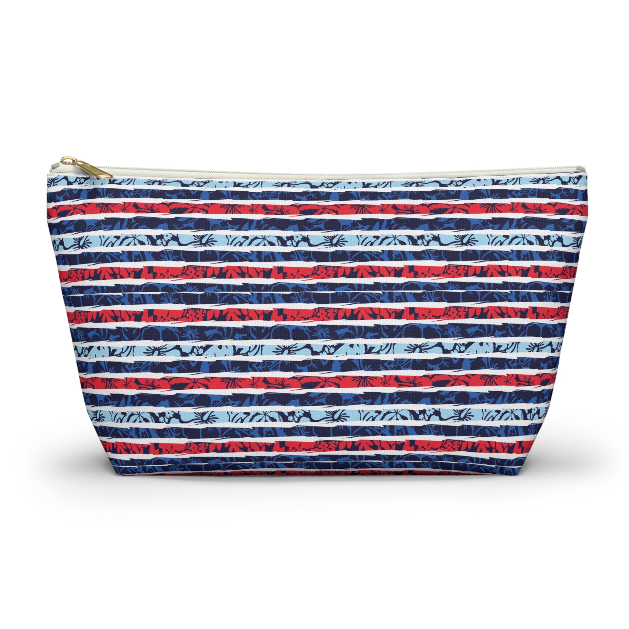 Patriotic Striped Hibiscus Cosmetic Bag
